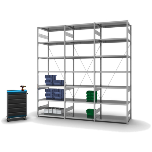 hofe Système de rayonnages sans vis dans une construction mi-lourde, hauteur x largeur x profondeur 3000 x 1010 x 635 mm, 7 tablettes