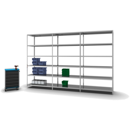 hofe Rayonnage à boulonner élément suivant, 6 tablettes, avec revêtement en zinc anti-corrosion