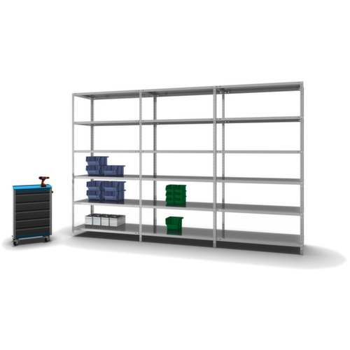 hofe Rayonnage à boulonner élément suivant, 6 tablettes, avec revêtement en zinc anti-corrosion