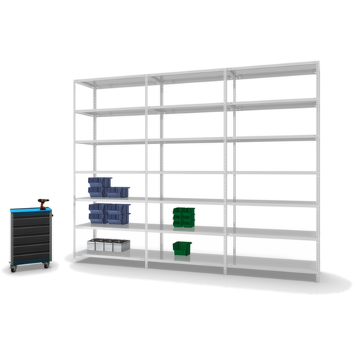 hofe Rayonnage à boulonner élément suivant, 7 tablettes, RAL7035 gris clair