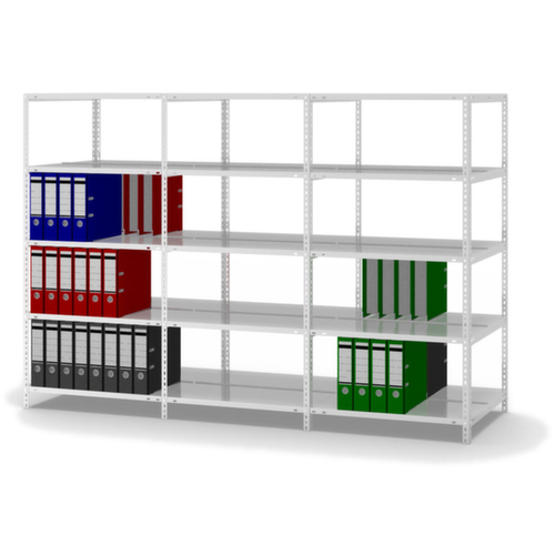 hofe Etagère à dossiers à visser pour une utilisation des deux côtés, 5 tablettes, RAL7035 gris clair