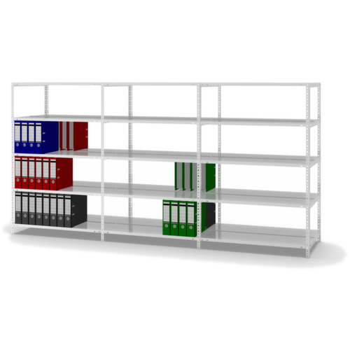 hofe Etagère à dossiers à visser pour une utilisation des deux côtés, 5 tablettes, RAL7035 gris clair