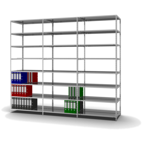 hofe Etagère à dossiers à visser pour une utilisation des deux côtés, 8 tablettes, avec revêtement en zinc anti-corrosion