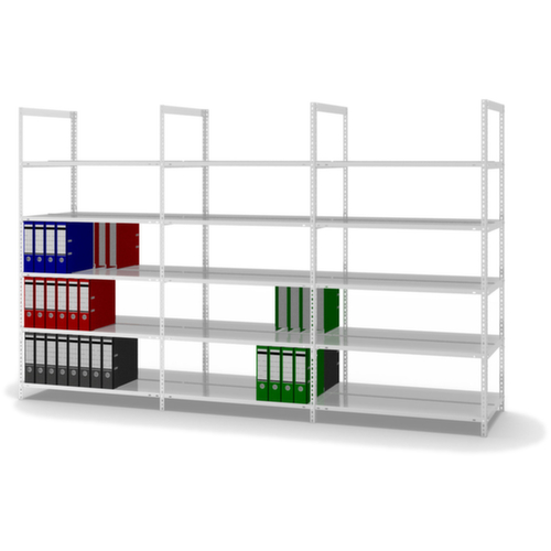 hofe Etagère à dossiers à visser pour une utilisation des deux côtés, 5 tablettes, RAL7035 gris clair