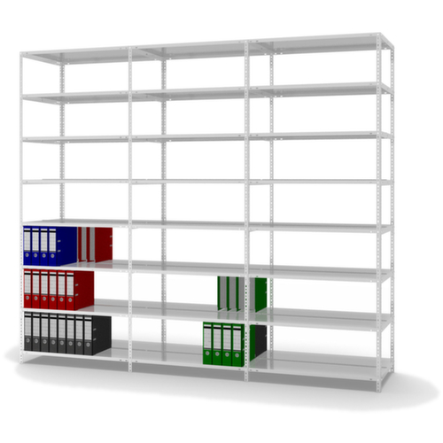 hofe Etagère à dossiers à visser pour une utilisation des deux côtés, 8 tablettes, RAL7035 gris clair