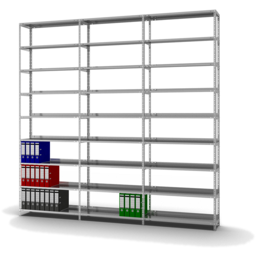 hofe Rayonnage à boulonner pour classeurs, 9 tablettes, avec revêtement en zinc anti-corrosion