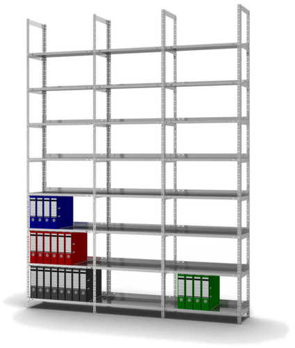 hofe Rayonnage à boulonner pour classeurs élément suivant, 8 tablettes, avec revêtement en zinc anti-corrosion