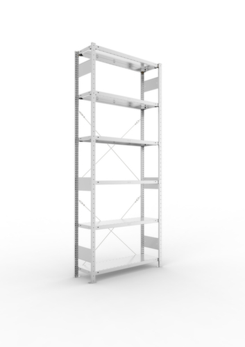 META système d'étagères sans vis CLIP, hauteur x largeur x profondeur 2500 x 1056 x 336 mm, 6 tablettes