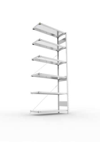 META Panneau d'extension pour le rayonnage sans CLIP vis, hauteur x largeur x profondeur 2500 x 1006 x 436 mm, 6 tablettes