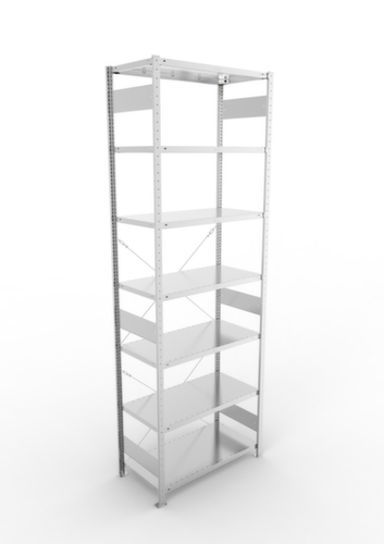 META système d'étagères sans vis CLIP, hauteur x largeur x profondeur 3000 x 1056 x 536 mm, 7 tablettes