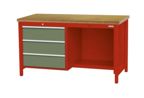 Bedrunka + Hirth Établi, 3 tiroirs, 1/2 tablette