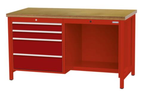 Bedrunka + Hirth Établi, 4 tiroirs, 1/2 tablette