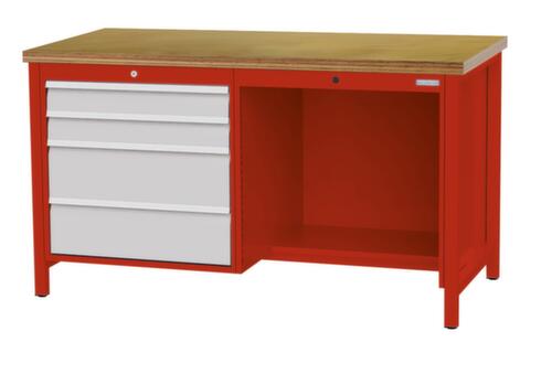 Bedrunka + Hirth Établi, 4 tiroirs, 1/2 tablette