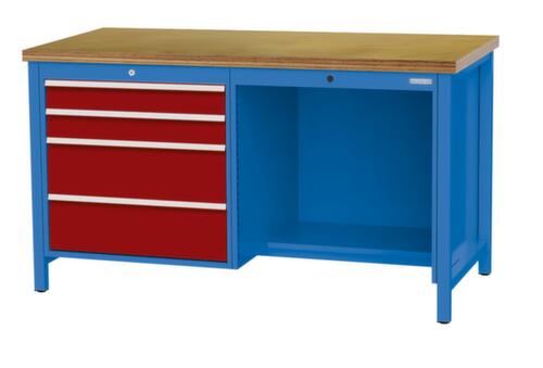 Bedrunka + Hirth Établi, 4 tiroirs, 1/2 tablette