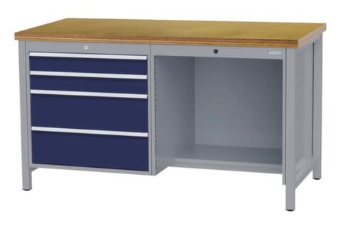 Bedrunka + Hirth Établi, 4 tiroirs, 1/2 tablette