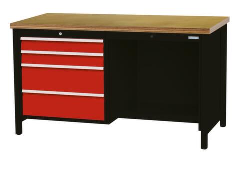 Bedrunka + Hirth Établi, 4 tiroirs, 1/2 tablette