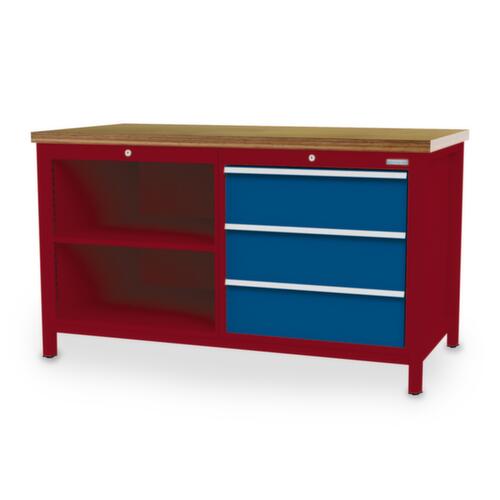 Bedrunka + Hirth Établi, 3 tiroirs, 2 tablettes