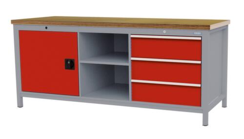 Bedrunka + Hirth Établi, 3 tiroirs, 1 armoire, 2 tablettes