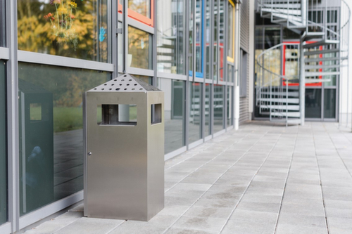 Cendrier combiné en acier inoxydable PYRAMIDE avec 4 ouvertures d'introduction