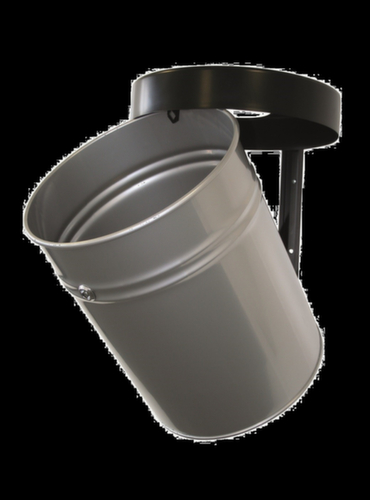 Poubelle antifeu FIRE EX pour fixation murale, 60 l, argentan, partie supérieure noir