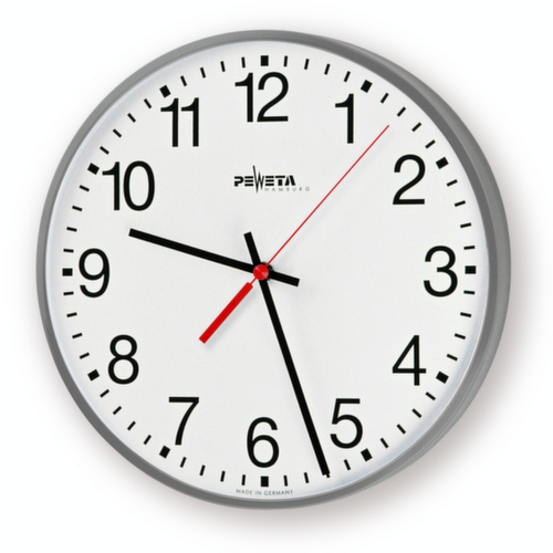 PEWETA Horloge murale avec boîtier métallique, avec chiffres arabes, Ø 300 mm