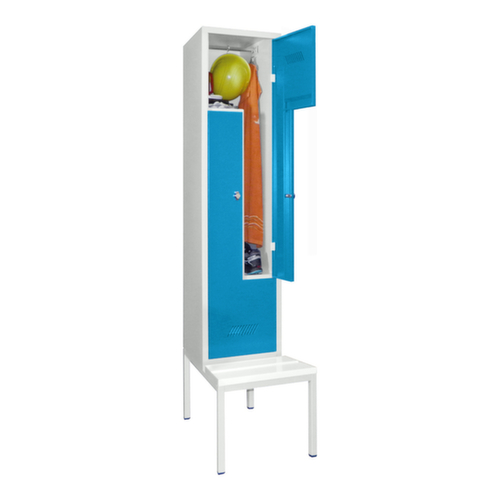 PAVOY Armoire vestiaire Z Basis avec banc + 2 compartiments, largeur de compartiment 400 mm