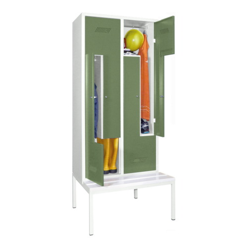 PAVOY Armoire vestiaire Z Basis avec banc + 4 compartiments, largeur de compartiment 400 mm