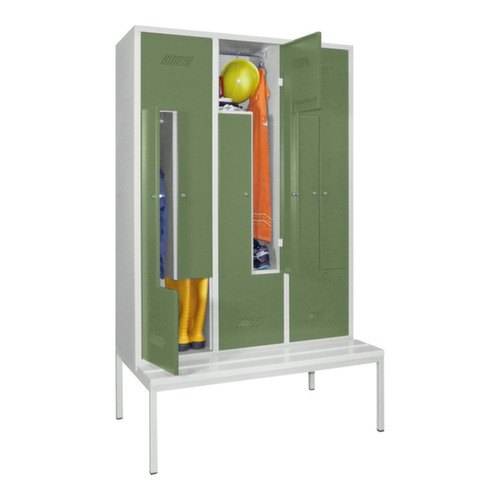 PAVOY Armoire vestiaire Z Basis avec banc + 6 compartiments, largeur de compartiment 400 mm