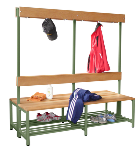 PAVOY Banc vestiaire Basis avec crochets et lames en bois