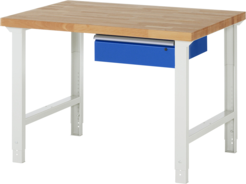 RAU Établi à hauteur réglable Serie 7000, 1 tiroir, RAL7035 gris clair/RAL5010 bleu gentiane
