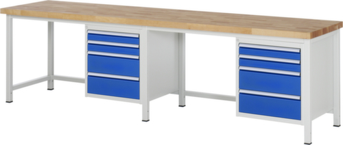 RAU Établi à hauteur réglable Serie 8000, 8 tiroirs, RAL7035 gris clair/RAL5010 bleu gentiane
