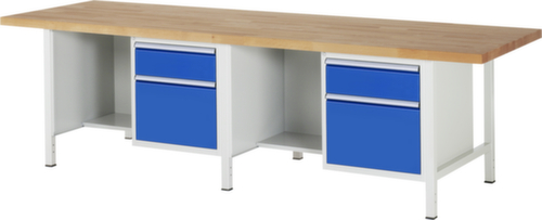 RAU Établi à hauteur réglable Serie 8000, 4 tiroirs, RAL7035 gris clair/RAL5010 bleu gentiane