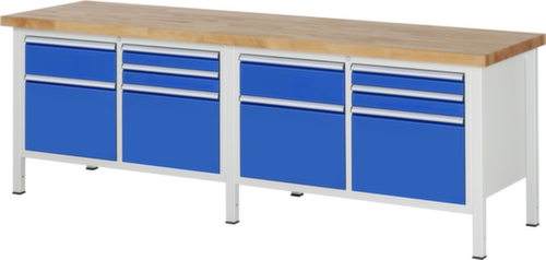 RAU Établi à hauteur réglable Serie 8000, 10 tiroirs, RAL7035 gris clair/RAL5010 bleu gentiane