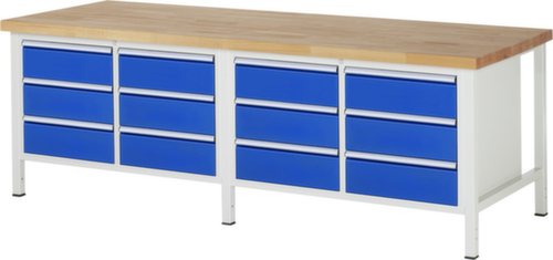 RAU Établi à hauteur réglable Serie 8000, 12 tiroirs, RAL7035 gris clair/RAL5010 bleu gentiane