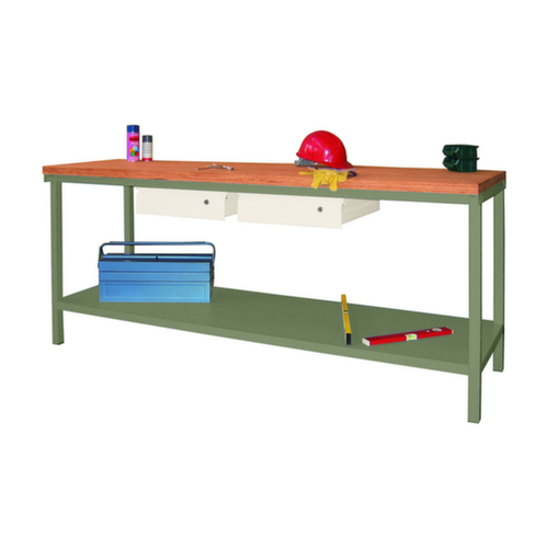 PAVOY Établi avec différents soubassements, 2 tiroirs, 1 tablette