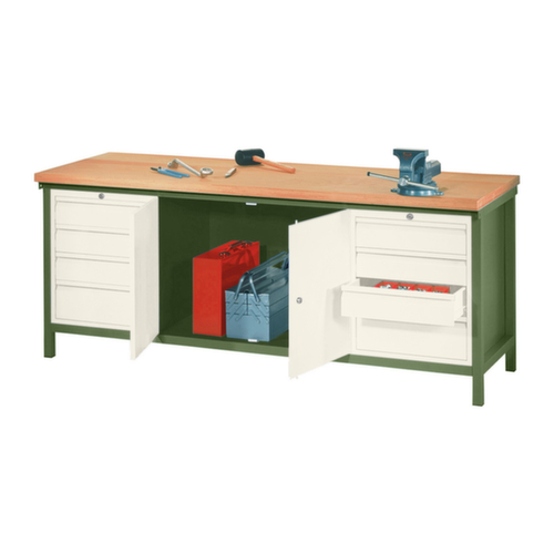 PAVOY Établi avec différents soubassements, 8 tiroirs, 1 armoire