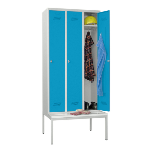 PAVOY Armoire vestiaire Basis avec banc + 3 compartiments, largeur de compartiment 300 mm