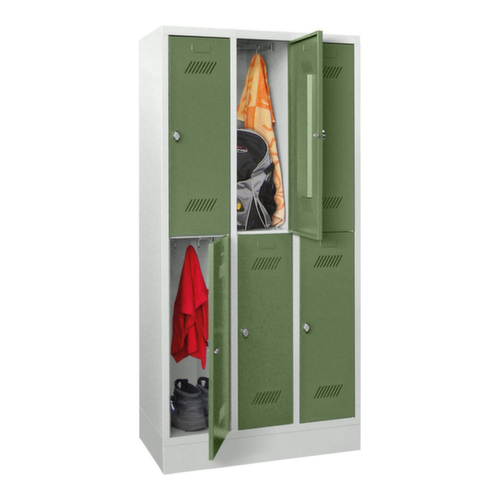 PAVOY Armoire vestiaire à deux niveaux Basis avec 3x2 compartiments, largeur de compartiment 300 mm