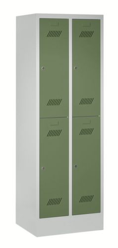 PAVOY Armoire vestiaire à deux niveaux Basis avec 2x2 compartiments, largeur de compartiment 300 mm