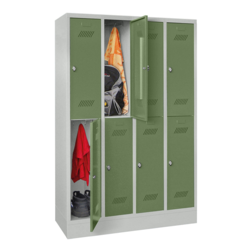 PAVOY Armoire vestiaire à deux niveaux Basis avec 4x2 compartiments, largeur de compartiment 300 mm