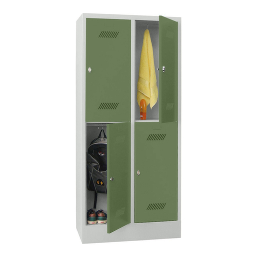 PAVOY Armoire vestiaire à deux niveaux Basis avec 2x2 compartiments, largeur de compartiment 400 mm