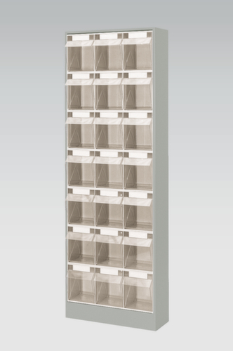 Armoire à tiroirs avec bacs repliables, 21 bacs, transparent