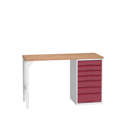 bott Établi verso, 7 tiroirs, RAL7035 gris clair/RAL3004 rouge pourpre
