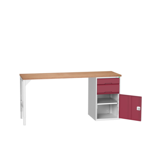 bott Établi verso, 2 tiroirs, 1 armoire, RAL7035 gris clair/RAL3004 rouge pourpre
