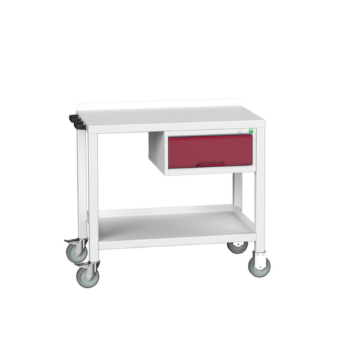 bott Établi mobile verso, 1 tiroir, 1 tablette, 1 barre de poussée, RAL7035 gris clair/RAL3004 rouge pourpre
