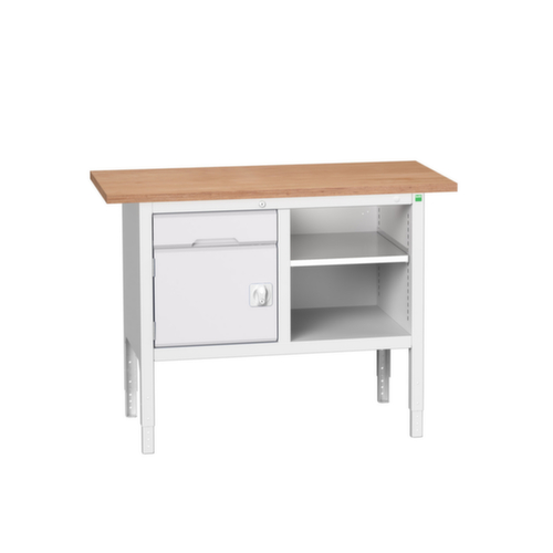 bott bloc établi à hauteur réglable verso, 1 tiroir, 1 armoire, 1 tablette, RAL7035 gris clair/RAL7035 gris clair