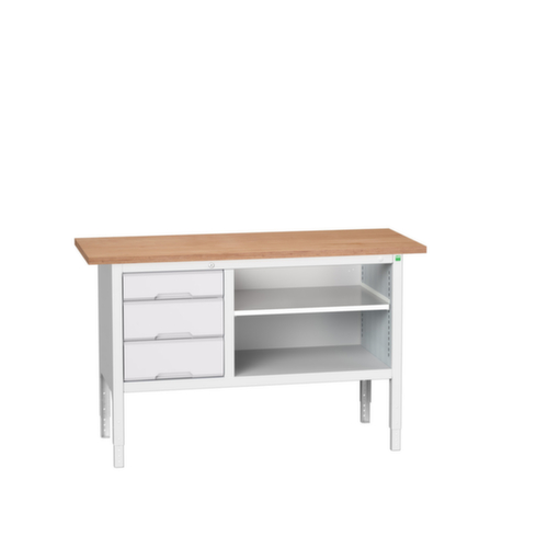 bott bloc établi à hauteur réglable verso, 3 tiroirs, 1 tablette, RAL7035 gris clair/RAL7035 gris clair