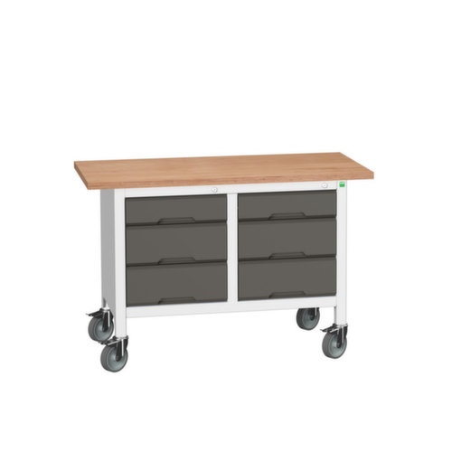 bott Bloc établi mobile verso, 6 tiroirs, RAL7035 gris clair/RAL7016 gris anthracite