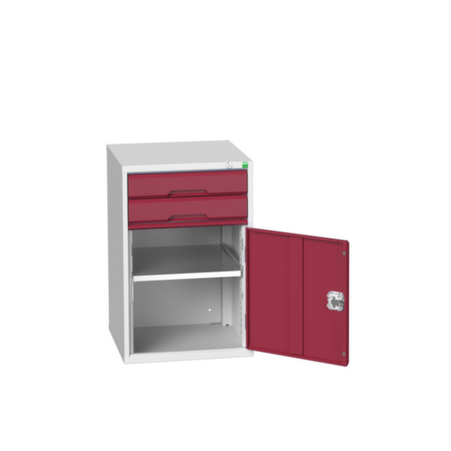 bott armoire à tiroirs verso avec porte battante, 2 tiroir(s), RAL7035 gris clair/RAL3004 rouge pourpre