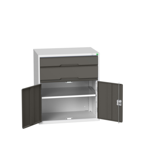bott armoire à tiroirs verso avec porte battante, 2 tiroir(s), RAL7035 gris clair/RAL7016 gris anthracite
